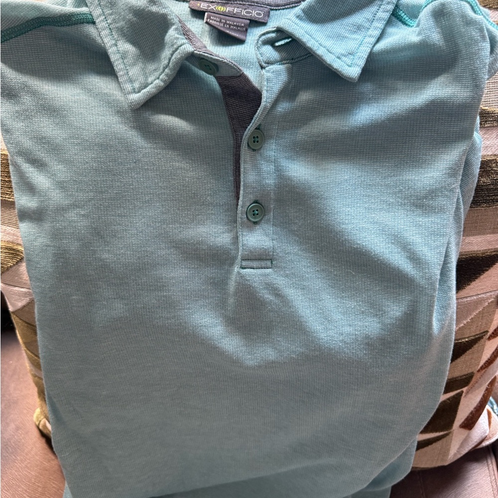 Exofficio Blue Polo Shirt Classic Cotton Blend